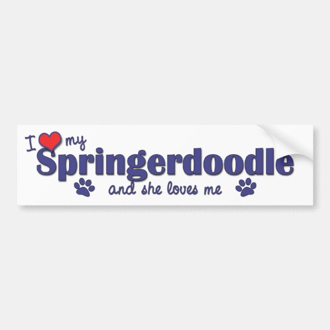 Jag älskar min Springerdoodle (den kvinnliga Bildekal (Framsidan)