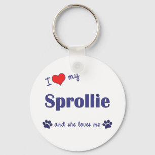 Jag älskar min Sprollie (den kvinnliga hunden) Nyckelring