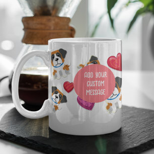 Jag älskar min St. Bernard hundpelglowande hjärta Kaffemugg