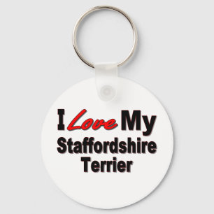 Jag älskar min Staffordshire Terrier Keychain Nyckelring