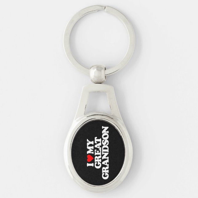 JAG ÄLSKAR MIN STOR- sonson Ovalt Silverfärgad Nyckelring (Framsidan)