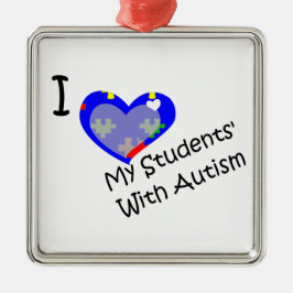 Jag älskar min studenter med Autismlärareprydnaden Julgransprydnad Metall