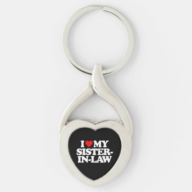 JAG ÄLSKAR MIN SVÄGERSKA TWISTED HEART SILVERFÄRGAD NYCKELRING (Framsidan)