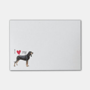 Jag älskar min svart- och solbrännaCoonhound Post-it Block