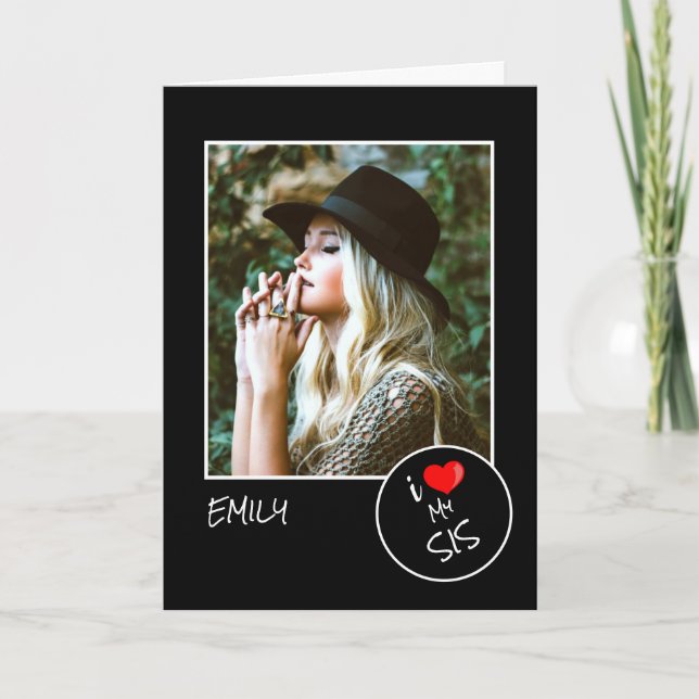 Jag älskar min syster anpassad foto – Personlig Kort (Framsida)
