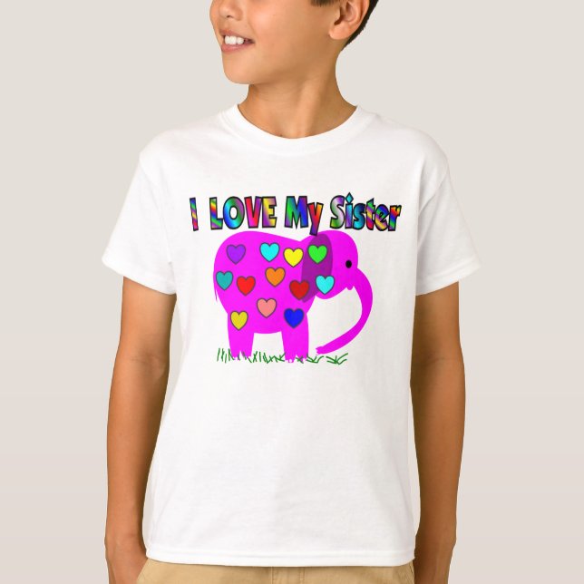 Jag älskar min SYSTERROSAELEFANT Tee Shirt (Framsida)