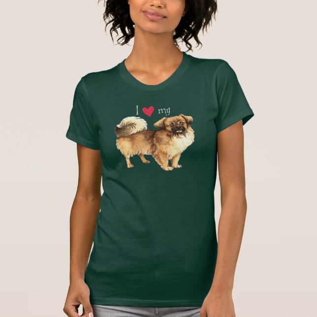 Jag älskar min tibetana Spaniel Tee Shirt (Framsida)