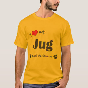 Jag älskar min tillbringare (den kvinnliga hunden t shirt