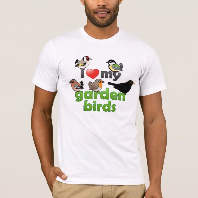 Jag älskar min trädgårds- fåglar tee shirt (Framsida)