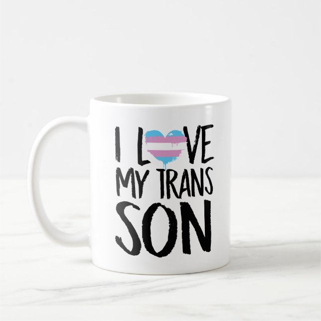 Jag älskar min trans.-Son Kaffemugg (Vänster)