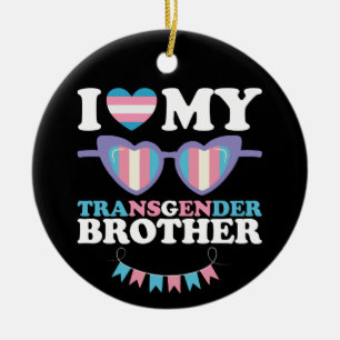 Jag älskar min transgendebror Familj Trans HBTQ Julgransprydnad Keramik