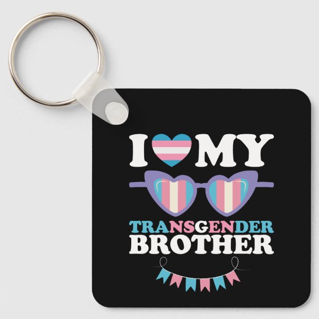 Jag älskar min transgendebrorfamilj Trans HBTQ Nyckelring (Framsida)