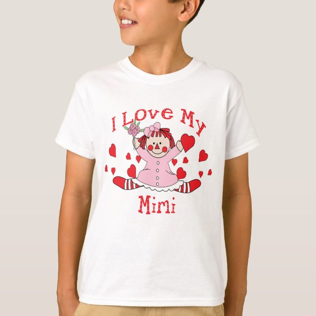 Jag älskar min trasdocka Mimi & hjärtor Tee (Framsida)