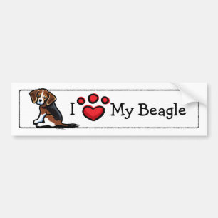 Jag älskar min Tricolor Beagle Bildekal