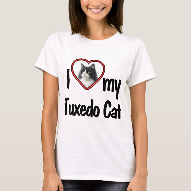 Jag älskar min Tuxedo-katt - Foto Drop In T-Shirt (Framsida)