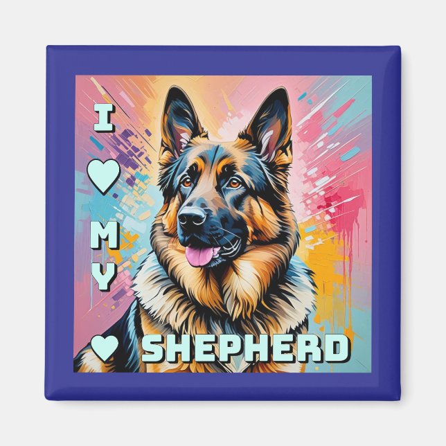 Jag älskar min tysk schäferhund magnet (Framsidan)