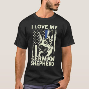 Jag älskar min tyska herde Thin Blue Line K9 Schut T Shirt