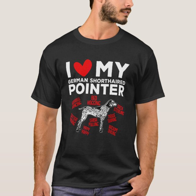 Jag älskar min tyska korthåriga pointer GSP hund T Shirt (Framsida)