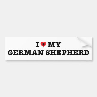 Jag älskar min tyska schepherd Bumper Sticker Bildekal