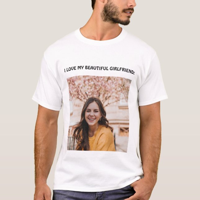Jag älskar min vackra flickvän långdistans t-shirt (Framsida)