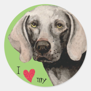 Jag älskar min Weimaraner Runt Klistermärke