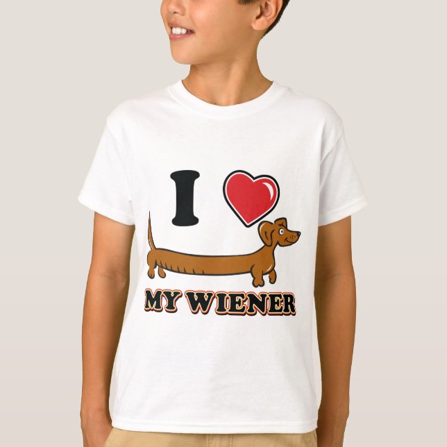 Jag älskar min Weiner - Doxie Tee Shirt (Framsida)