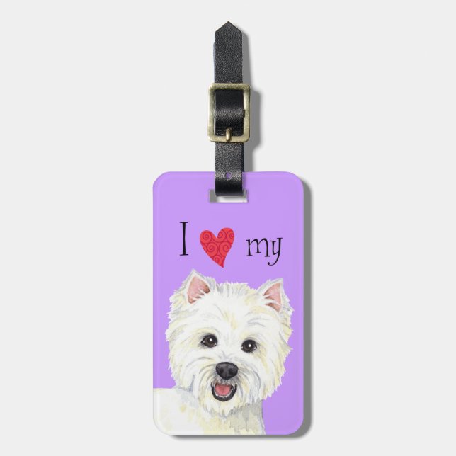 Jag älskar min Westie Bagagebricka (Vertikal Framsida)