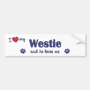 Jag älskar min Westie (den Male hunden) Bildekal
