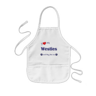 Jag älskar min Westies (åtskilliga hundar) Barnförkläde