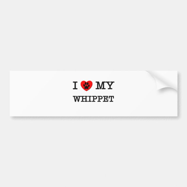 JAG ÄLSKAR MIN WHIPPET BILDEKAL (Framsidan)