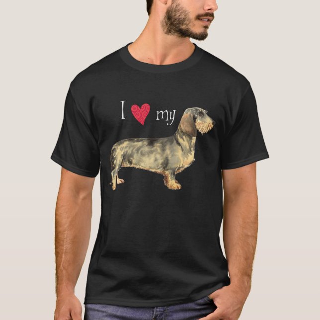 Jag älskar min Wirehaired tax T-shirt (Framsida)