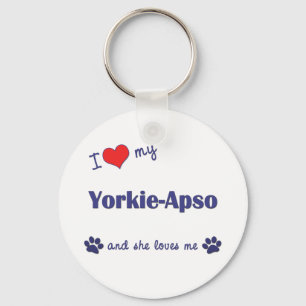 Jag älskar min Yorkie-Apso (den kvinnliga hunden) Nyckelring