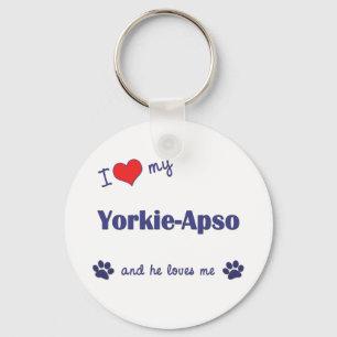 Jag älskar min Yorkie-Apso (den Male hunden) Nyckelring