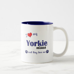Jag älskar min Yorkie blandningar (åtskilliga Två-Tonad Mugg