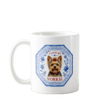 Jag älskar min Yorkie Elegant blå chinoiserie