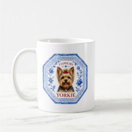 Jag älskar min Yorkie Elegant blå chinoiserie Kaffemugg