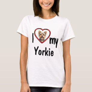 Jag älskar min Yorkie - Söt röd hjärta hund foto T Shirt