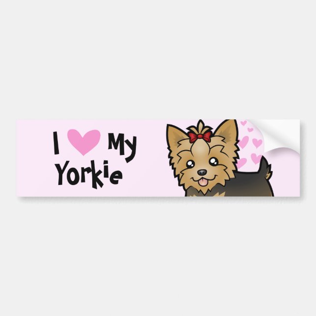 Jag älskar min Yorkshire Terrier (kort hår med Bildekal (Framsidan)