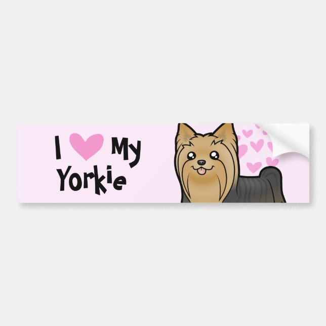 Jag älskar min Yorkshire Terrier (långt hår ingen Bildekal (Framsidan)