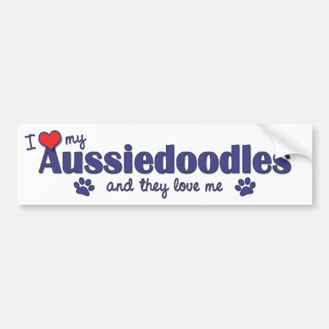 Jag älskar mina aussiedoodles (flera hundar) bildekal (Framsidan)