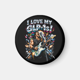 Jag älskar mina GLP-1:or Rockgitarrist Neon-grafik Magnet