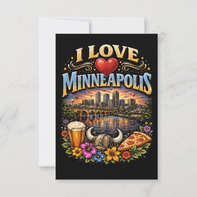 Jag älskar Minneapolis Tack Kort (Framsida)