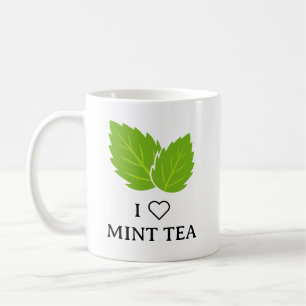 Jag älskar mintte-mugg med grönt örblad logo kaffemugg