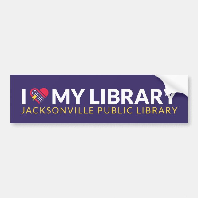Jag älskar mitt bibliotek bildekal (Framsidan)