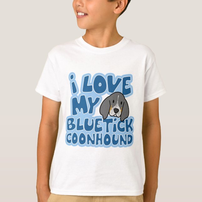 Jag älskar mitt Bluetick Coonhoundbarns T-tröja T Shirt (Framsida)