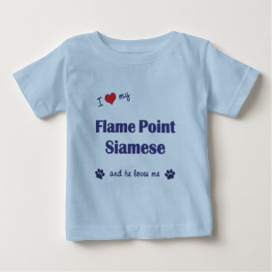 Jag älskar mitt flammar pekar Siamese (den Male T-shirt