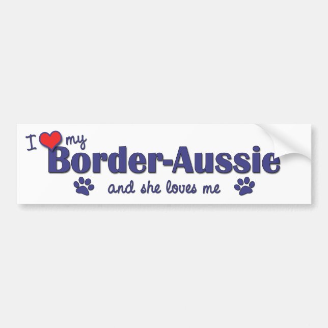 Jag älskar mitt Gräns-Aussie (den kvinnliga Bildekal (Framsidan)