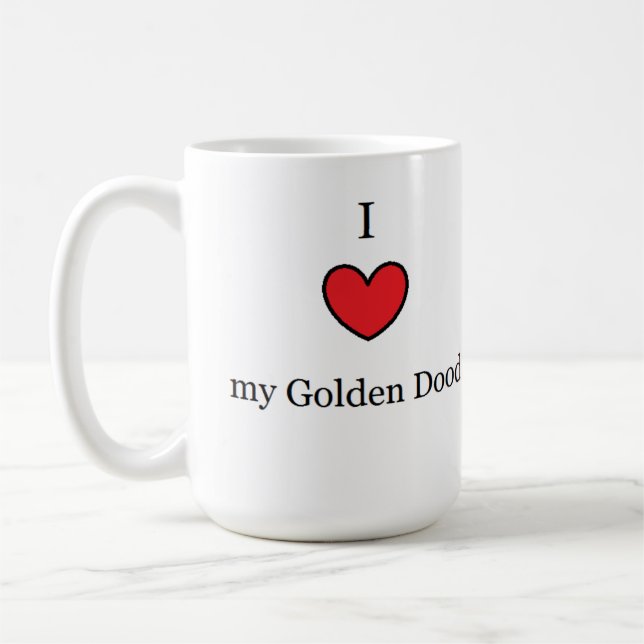 Jag älskar mitt guld- klotter, röd hjärta kaffemugg (Vänster)