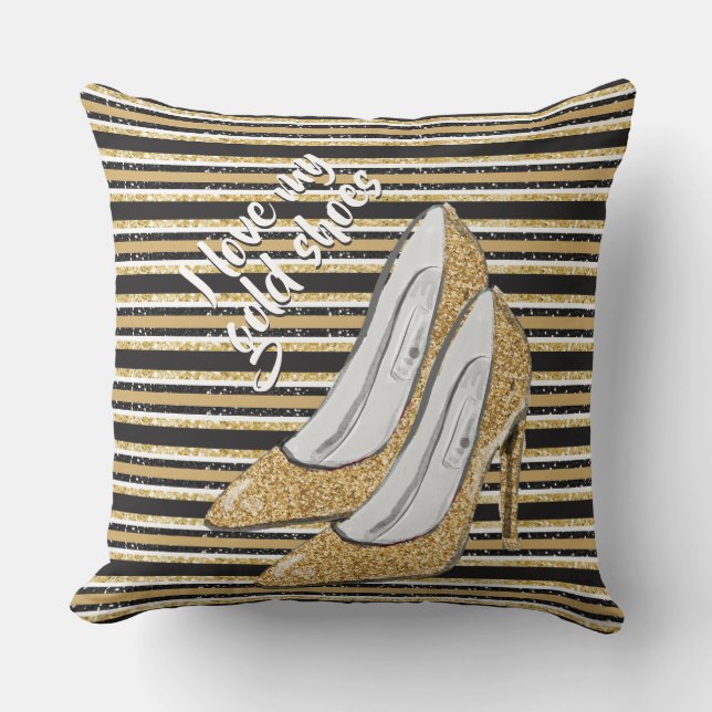 Jag älskar mitt guld skor kudde (Framsida)