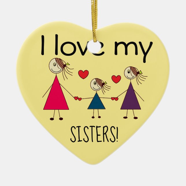 Jag älskar mitt gulliga hjärtformade för SYSTRAR Julgransprydnad Keramik (Framsidan)